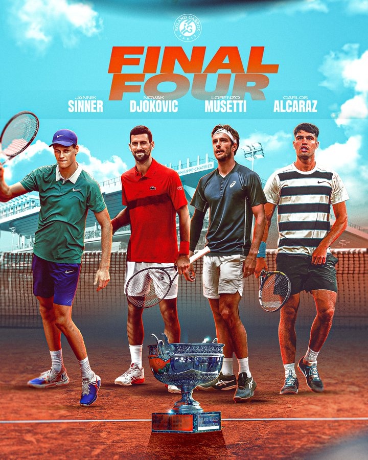 谈球吧(中国)官方网站法网男单半决赛赛程：德约vs辛纳不早于明天凌晨1点开始